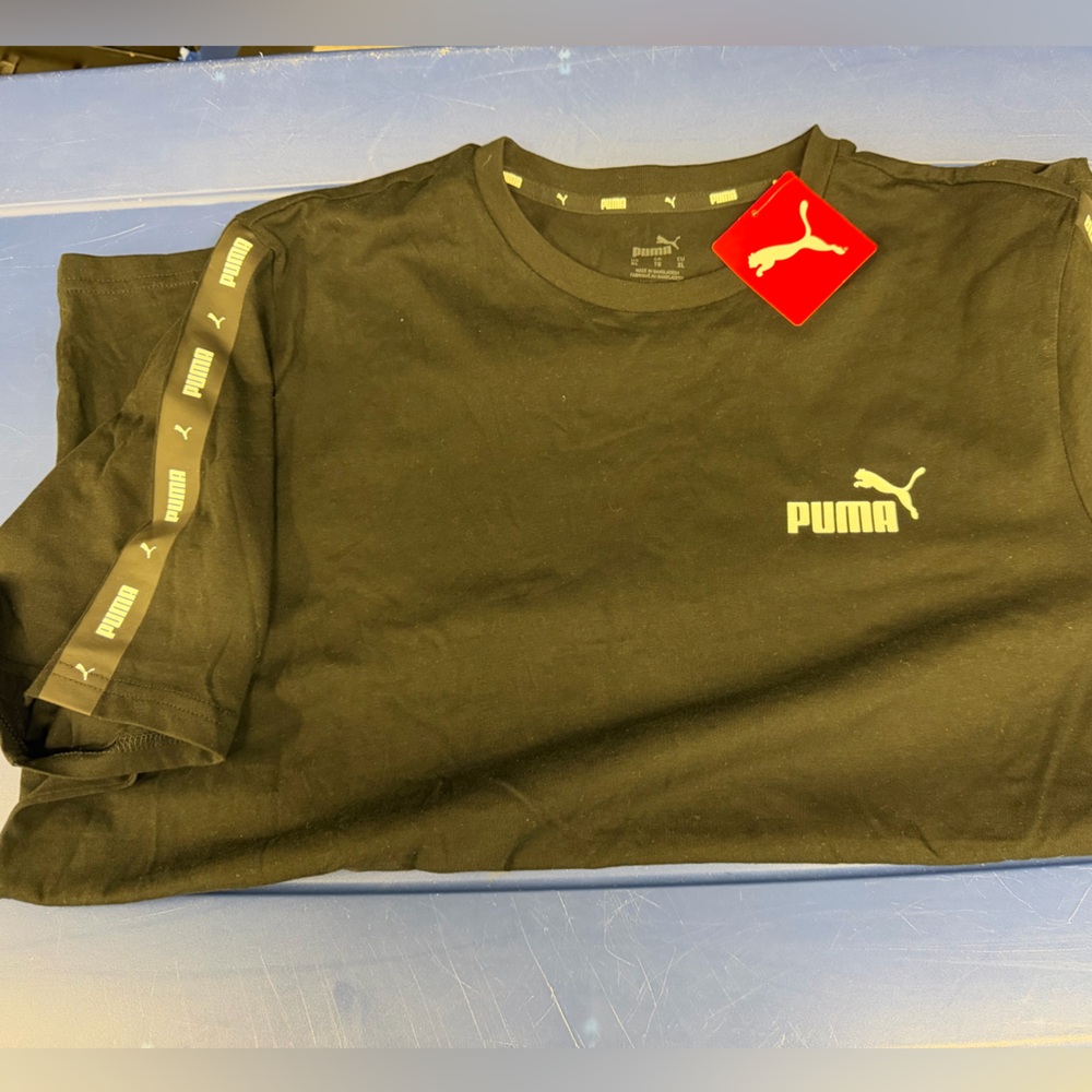 Puma Black Crew T‑Shirt with White Logo